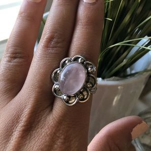 Rose Quartz Petal Ring 925 size 8